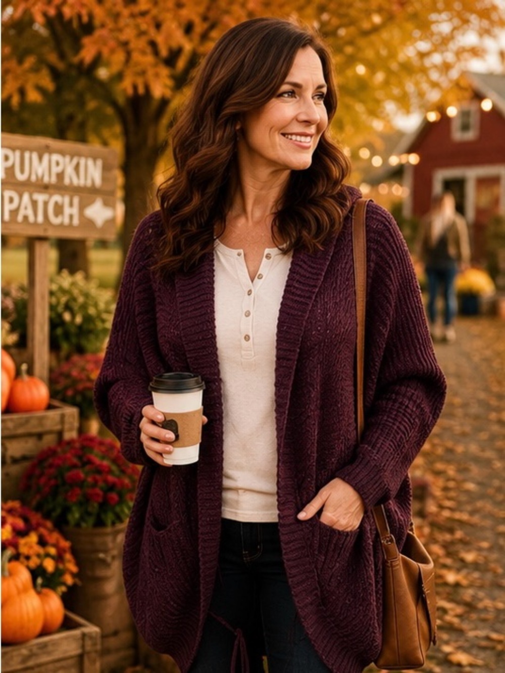 Rhapsody Burgundy Hooded Cocoon Cardigan Large Open Front Batwing Sweater